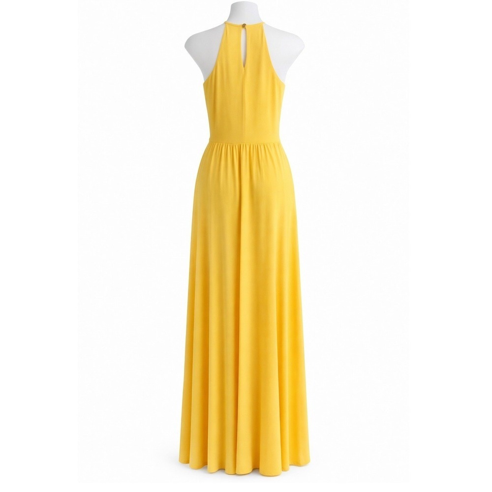 Ann Taylor Yellow Halter Maxi Dress Keyhole Wrap Bodice Gown XS - Picture 2 of 5